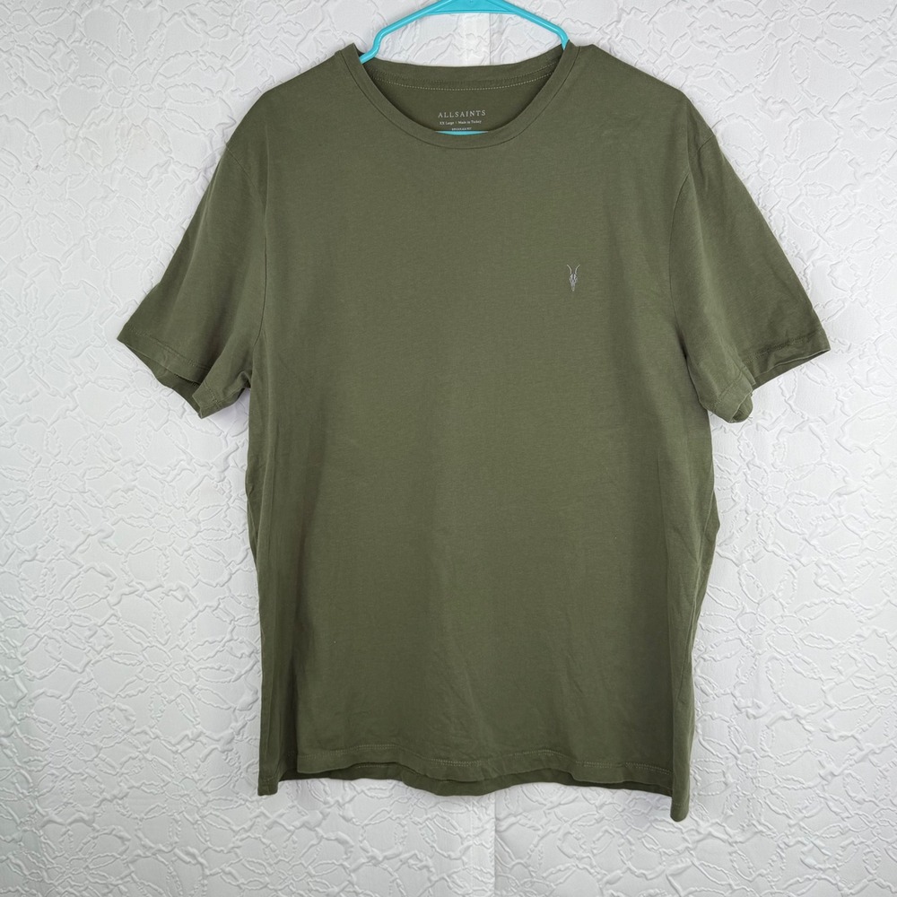 AllSaints Tonic Ramskull Crew Neck T-Shirt Olive Green XXL